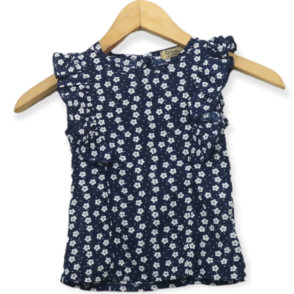 Catpapa Floral Printed Ruffle Sleeveless Top
